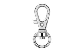 Karabiner Silberner Karabinerhaken für Hundemarken mit federbelastetem Verschluss und rundem Ring, 3 cm x 1 cm, zum Befestigen.