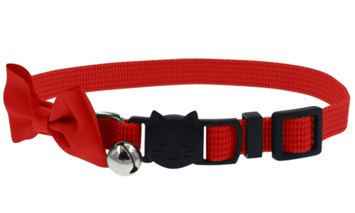 Rotes Katzenhalsband mit Bogen und Sicherheitsverschluss, verstellbar, leicht, mit Glöckchen für Charme und Sicherheit.
