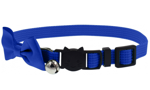 Blaues Katzenhalsband mit Bogen und Sicherheitsverschluss, verstellbar, leicht, mit Glöckchen für Charme und Sicherheit.