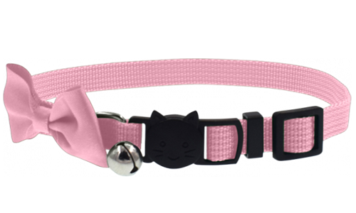 Rosa Katzenhalsband mit Bogen und Sicherheitsverschluss, verstellbar, leicht, mit Glöckchen für Charme und Sicherheit.
