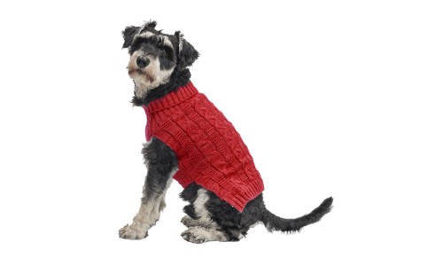 Roter warmer Baumwollpullover für Hunde mit Zopfmuster, extra Schutz, hält Hunde bei kaltem Wetter warm.