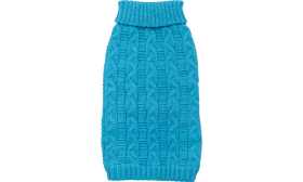 Warmer Baumwollpullover für Hunde Blauer warmer Baumwollpullover für Hunde mit Zopfmuster, extra Schutz, hochwertiges Baumwollmaterial.