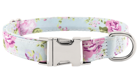 Hundehalsband mit Schnalle Hundehalsband mit Pastell-Blumenmuster und verstellbarem Metallverschluss, 27 - 40 cm lang und 2 cm breit, mit D-Ring.