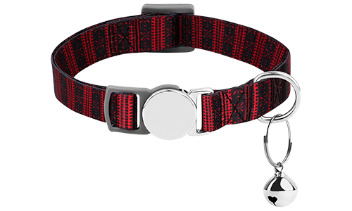Kariertes Katzenhalsband mit Metallverschluss, leicht für Komfort, einfach verstellbar mit Glöckchen.