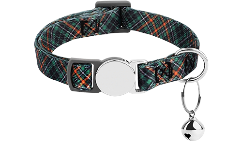 Breakaway kariertes Katzenhalsband mit metallischer Schnalle Kariertes Katzenhalsband mit Metallverschluss, verstellbar und leicht für Komfort, mit kleinem Glöckchen.