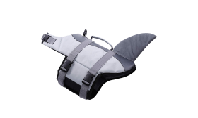 Hai-themed Hundeschwimmweste mit sicheren Riemen, verstellbares Design. Geeignet für verschiedene Hundetypen.