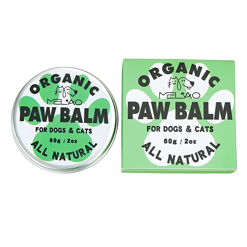 Bio-Pfotenbalsam für Hunde und Katzen Grüne und weiße Dose mit biologischem, 100% natürlichen Pfotenbalsam für Hunde und Katzen, 60g, pflegt Pfotenpolster.