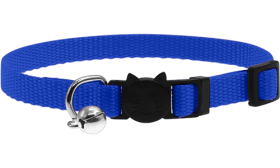 Unverzichtbares Katzenhalsband mit Sicherheitsverschluss Verstellbares Sicherheits-Katzenhalsband in Blau, leicht, mit Sicherheitsverschluss im Katzendesign und kleinem Glöckchen.