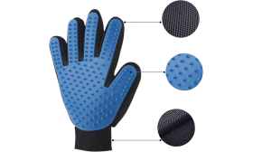 Fellpflegehandschuh für Hunde Blauer Pflegehandschuh für Hunde und Katzen, detaillierte fünf Finger mit Gummispitzen für effektive Haustierpflege.