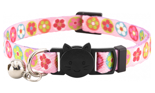 Rosa Blumen-Sicherheits-Katzenhalsband mit Glöckchen, verstellbar, leicht, kombiniert Stil mit Sicherheit.