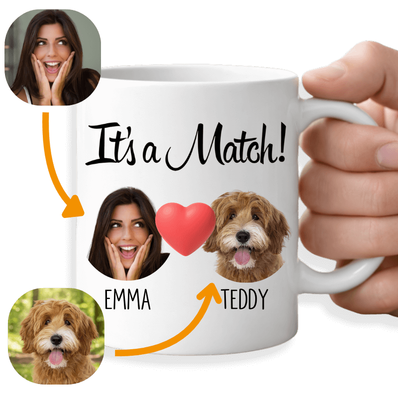 Personalisierte Hund Tasse „It's a Match“ – Geschenk für Hundeliebhaber